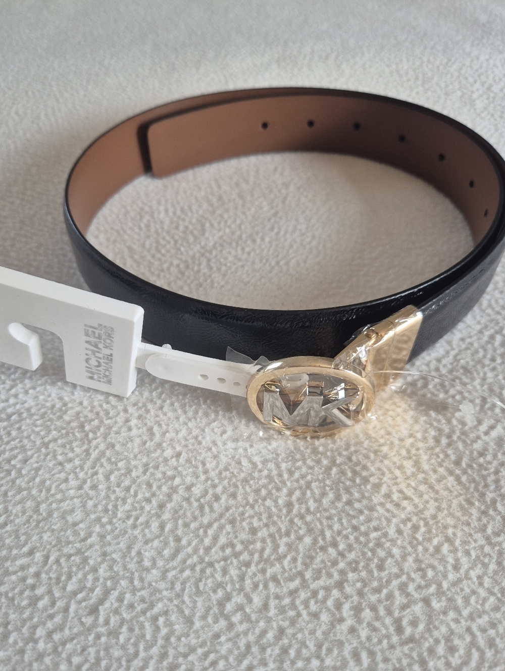 MICHAEL KORS Women’s REVERSIBLE LEATHER BELT GOLD MK LOGO BUCKLE BLACK/BROWN SzS